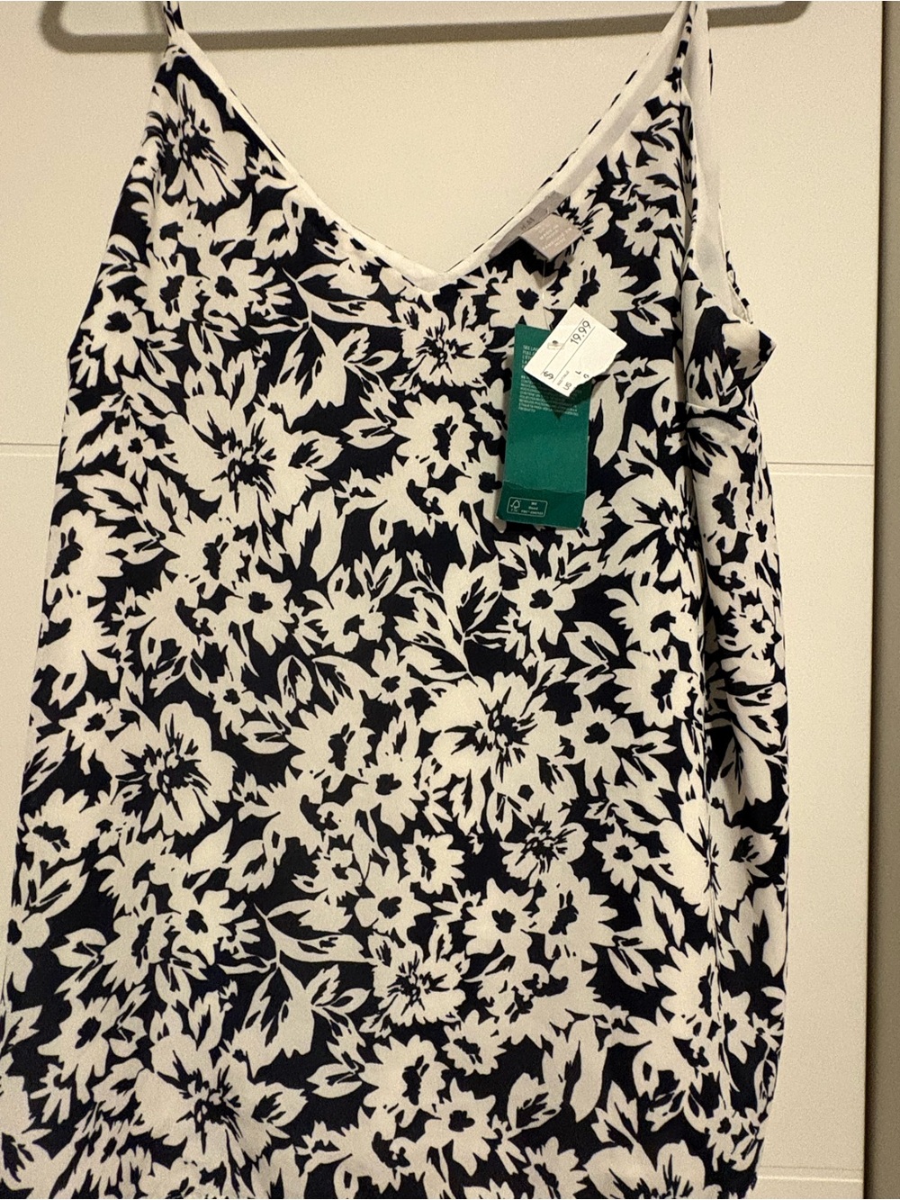 *4 for $30* H&M Navy Blue and White Floral spaghetti strap Top